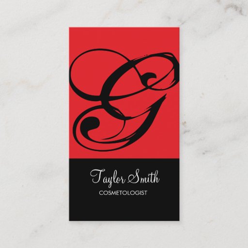 Customizable Simple Monogram Business Card (Red)