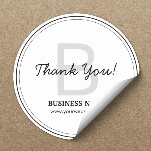 Simple Monogram Business Thank You Stickers