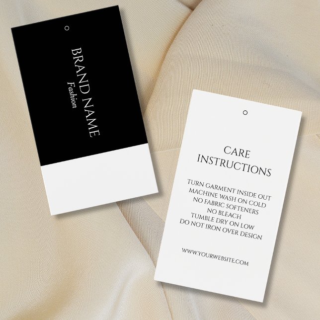 Simple Monogram Care Instructions Hang Tags (Creator Uploaded)