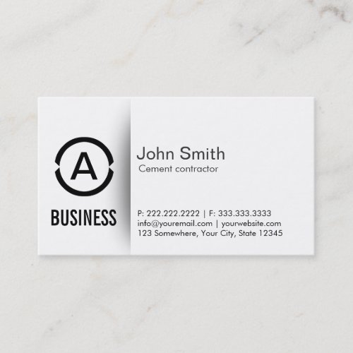 Simple Monogram Cement Contractor Business Card