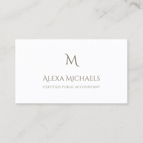 Simple Monogram Certified Public Accountant Business Card