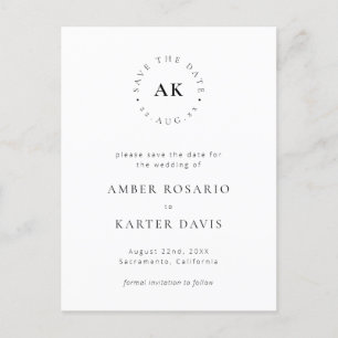 Simple Monogram Circle Modern Minimalist Font Announcement Postcard