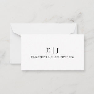 Simple Monogram Couple Initials Personalized Note Card