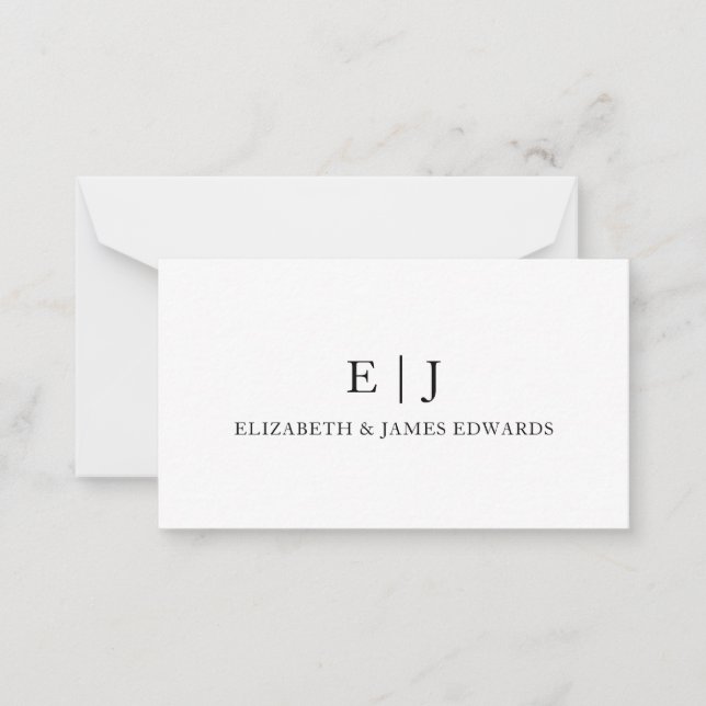 Simple Monogram Couple Initials Personalized Note Card (Front)