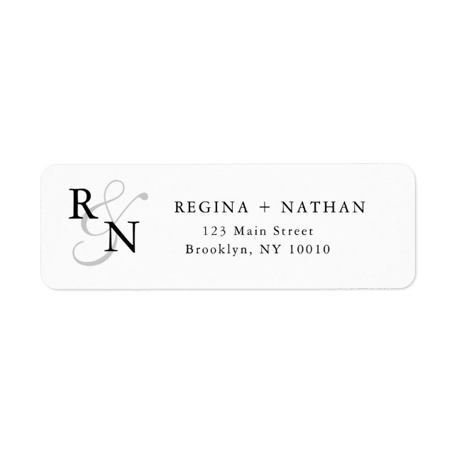 Simple Monogram Couples Return Address Label (Front)