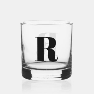 Simple Monogram Custom Color Whiskey Glass