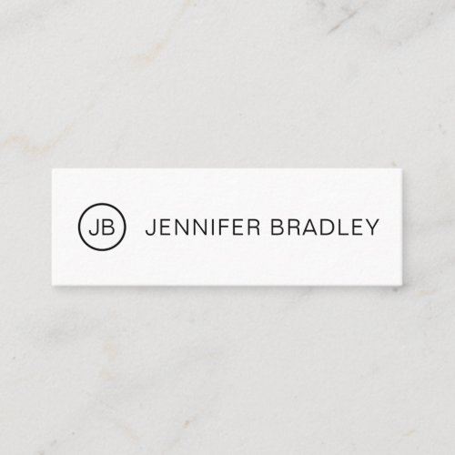 Simple Monogram Custom Name Black and White Mini Business Card