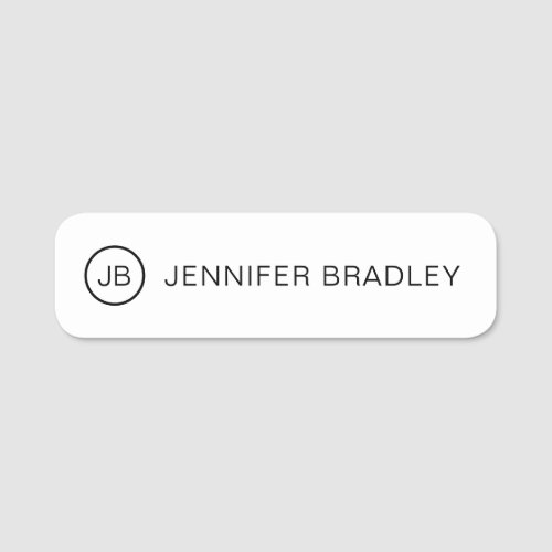 Simple Monogram Custom Name Black and White Name Tag