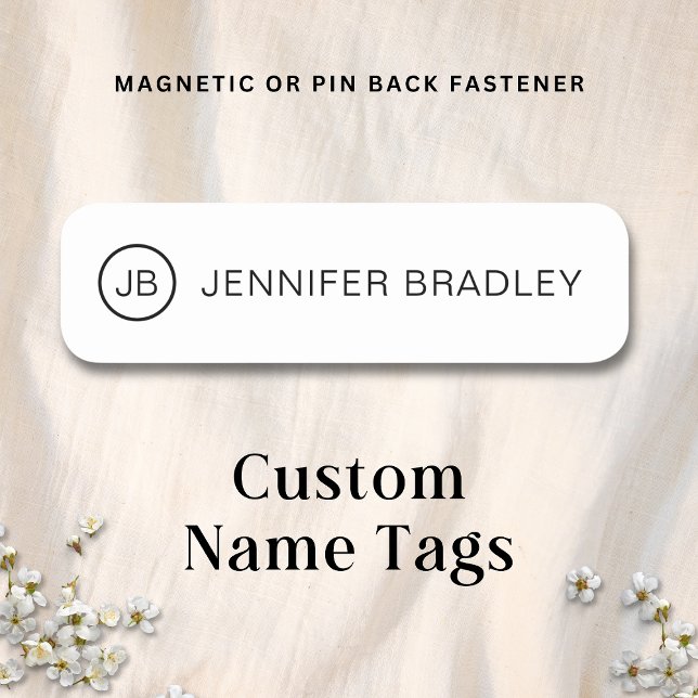 Simple Monogram Custom Name Black and White Tag (Creator Uploaded)