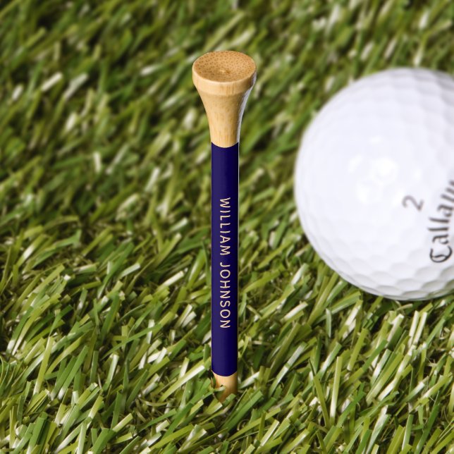 Simple Monogram Custom Name | Navy Blue Golf Tees (Grass)
