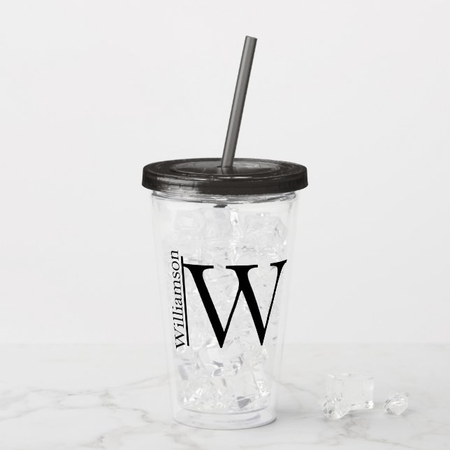 Simple Monogram Custom Personalized Acrylic Tumbler (Back Ice)