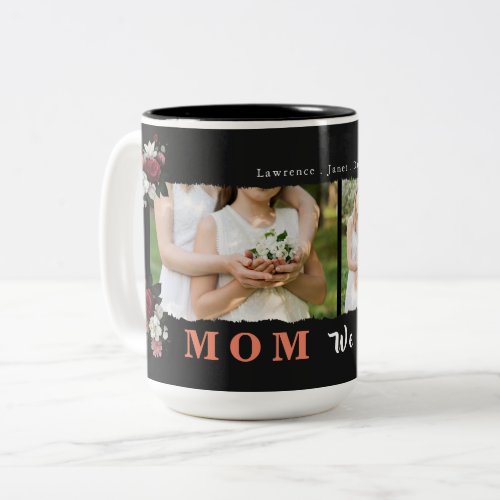 Simple Monogram Custom Photo Collage Mother Family Two_Tone Coffee Mug