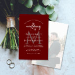 Simple Monogram Dark Red Photo Wedding Invitation<br><div class="desc">This simple design features text overlaying a monogram in the background on the front and a full photo on the back. Click the customize button for more flexibility in modifying the text or moving the graphics! Variations of this design as well as coordinating products are available in our shop, zazzle.com/store/doodlelulu....</div>