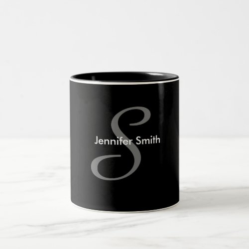 Simple Monogram Design Two_Tone Coffee Mug