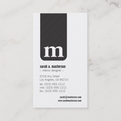 Simple Monogram Designer Business Card (black)