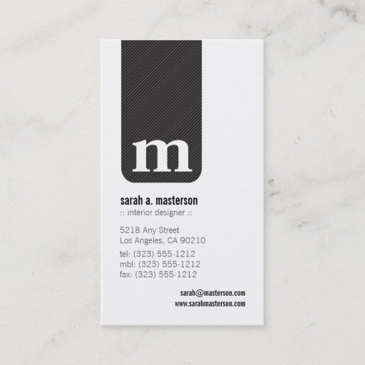 Customizable Simple Monogram Designer Business Card (black)