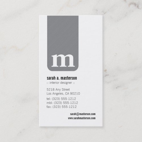 Simple Monogram Designer Business Card (grey)