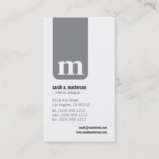 Customizable Simple Monogram Designer Business Card (grey)