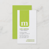 Simple Monogram Designer Business Card (lime) (Front/Back)