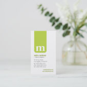 Simple Monogram Designer Business Card (lime) (Standing Front)