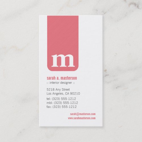 Simple Monogram Designer Business Card (rose)
