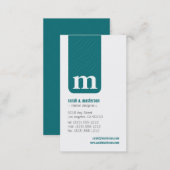 Simple Monogram Designer Business Card (teal) (Front/Back)