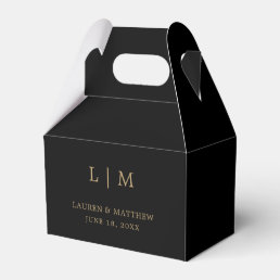 Simple Monogram Elegant Black and Gold Wedding Favor Boxes