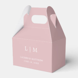 Simple Monogram Elegant Dusty Rose Pink Wedding Favor Boxes