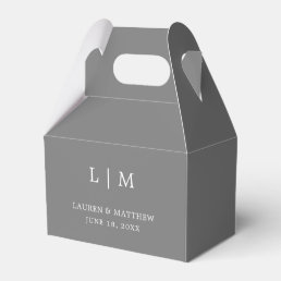 Simple Monogram Elegant Gray Wedding Favor Boxes