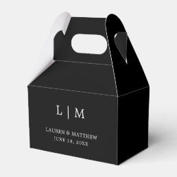 Simple Monogram Elegant Modern Black Wedding Favor Boxes
