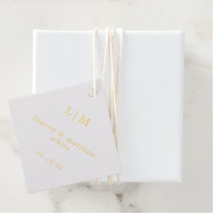 Simple Monogram Elegant Wedding Foil Favor Tags