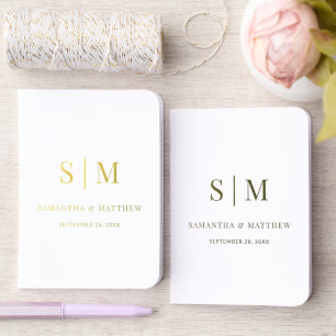 Simple Monogram Elegant Wedding Foil Vow Books