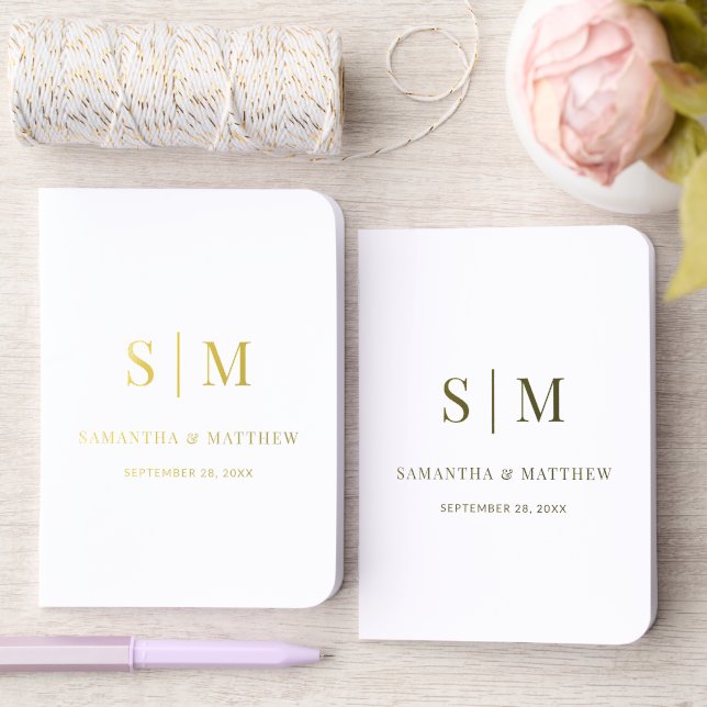 Simple Monogram Elegant Wedding Foil Vow Books (Wedding)