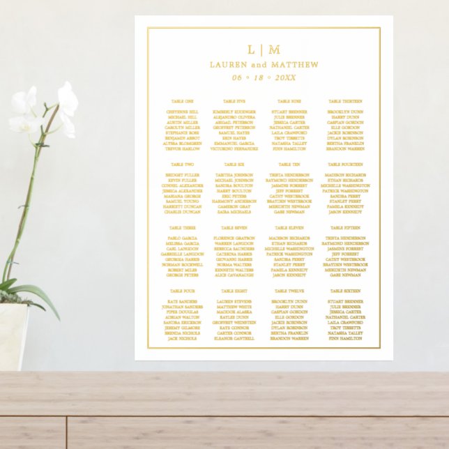 Simple Monogram Elegant Wedding Seating Chart (In Situ (Entry Table))