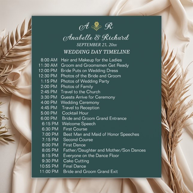 Simple Monogram Elegant Wedding Timeline Flyer (Creator Uploaded)