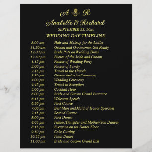Simple Monogram Elegant Wedding Timeline Flyer