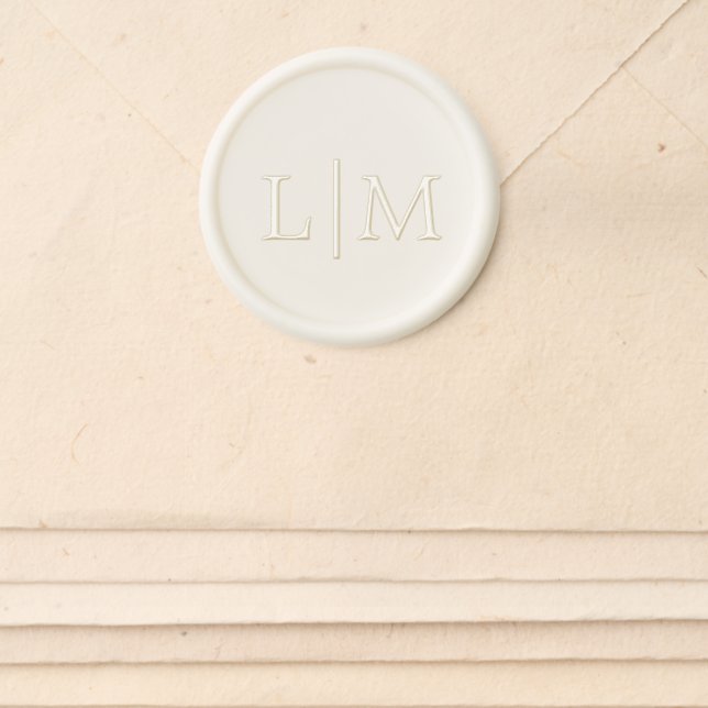 Simple Monogram Elegant Wedding Wax Seal Sticker (Front)