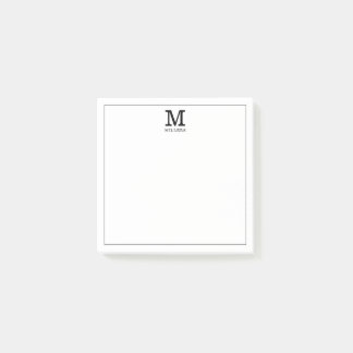 Simple Monogram Family Name Black And White   Post-it Notes