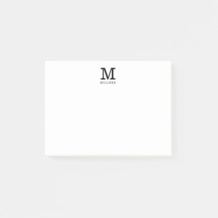 Simple Monogram Family Name Black And White Post-it Notes