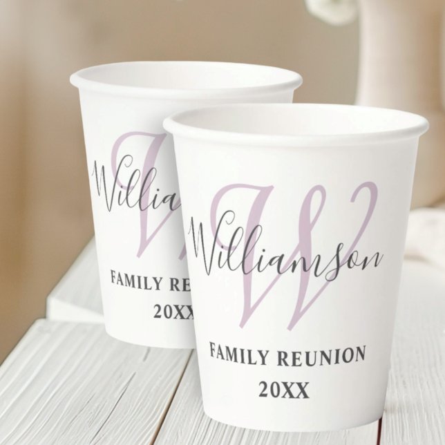 Simple Monogram Family Reunion   Paper Cups (Creator Uploaded)