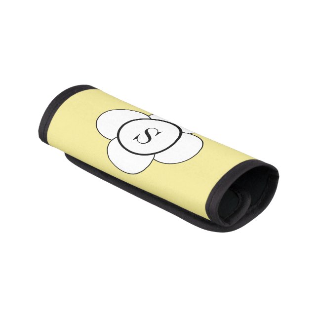 Simple Monogram Flower Yellow Luggage Handle Wrap (Angled)
