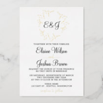 Simple Monogram Foil Wreath Wedding Foil Invitation