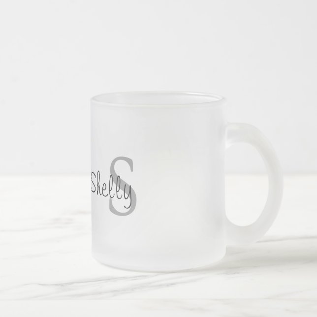 Simple Monogram Frosted Glass Coffee Mug (Right)