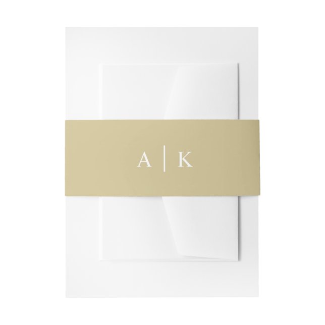 Simple Monogram Glam Gold Look Invitation Belly Band (Front Example)