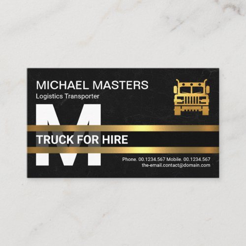 Simple Monogram Gold Placard Border Trucker Business Card