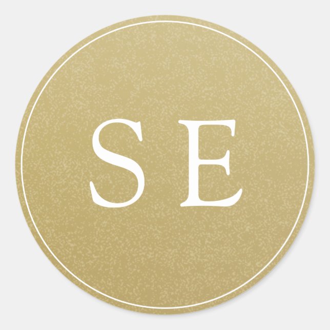 Simple Monogram Gold Wedding Invitation Sticker (Front)
