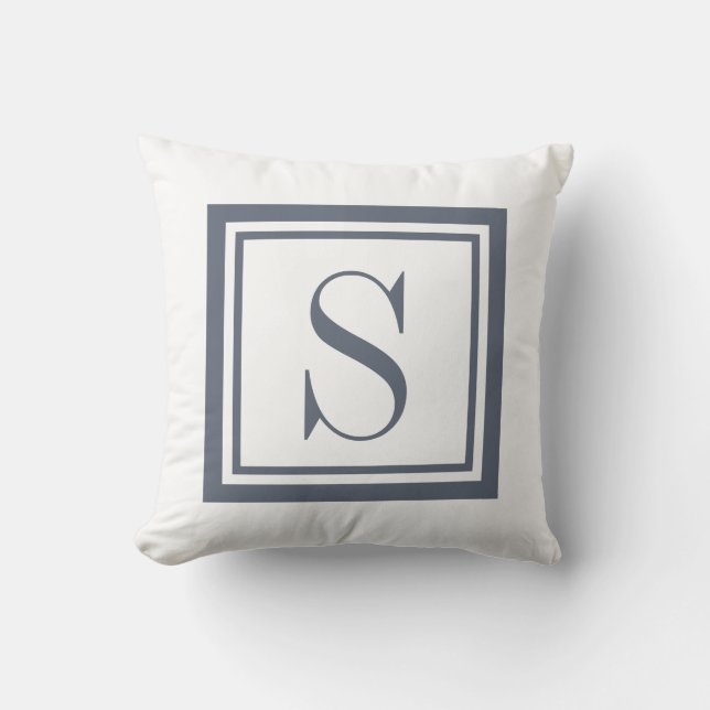 Simple Monogram Gray Classic Square  Throw Pillow (Front)