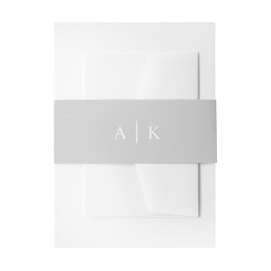 Simple monogram grey invitation belly band