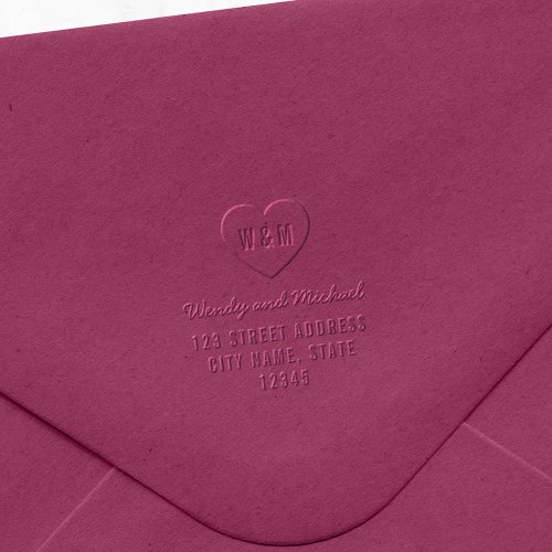 Simple Monogram Heart Couple Wedding Address Embosser