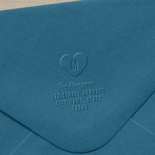 Simple Monogram Heart Family Home Address Embosser